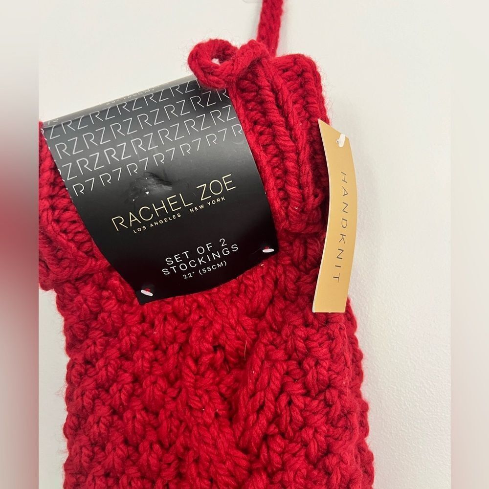 Red knit stocking set of 2 - Picture 3 of 3